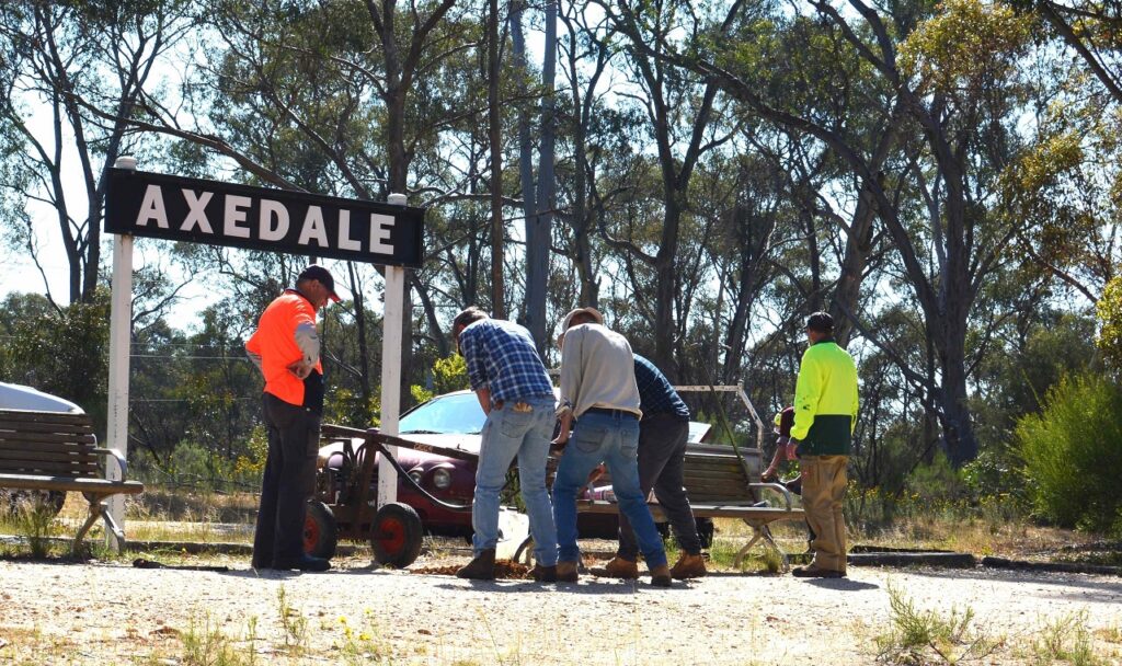 Photo: Axedale interpretive sign installation by FBKRT volunteers