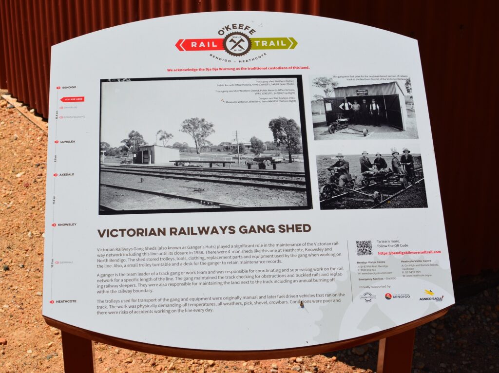 Photo: Victorian Railways Gang Shed interpretive sign